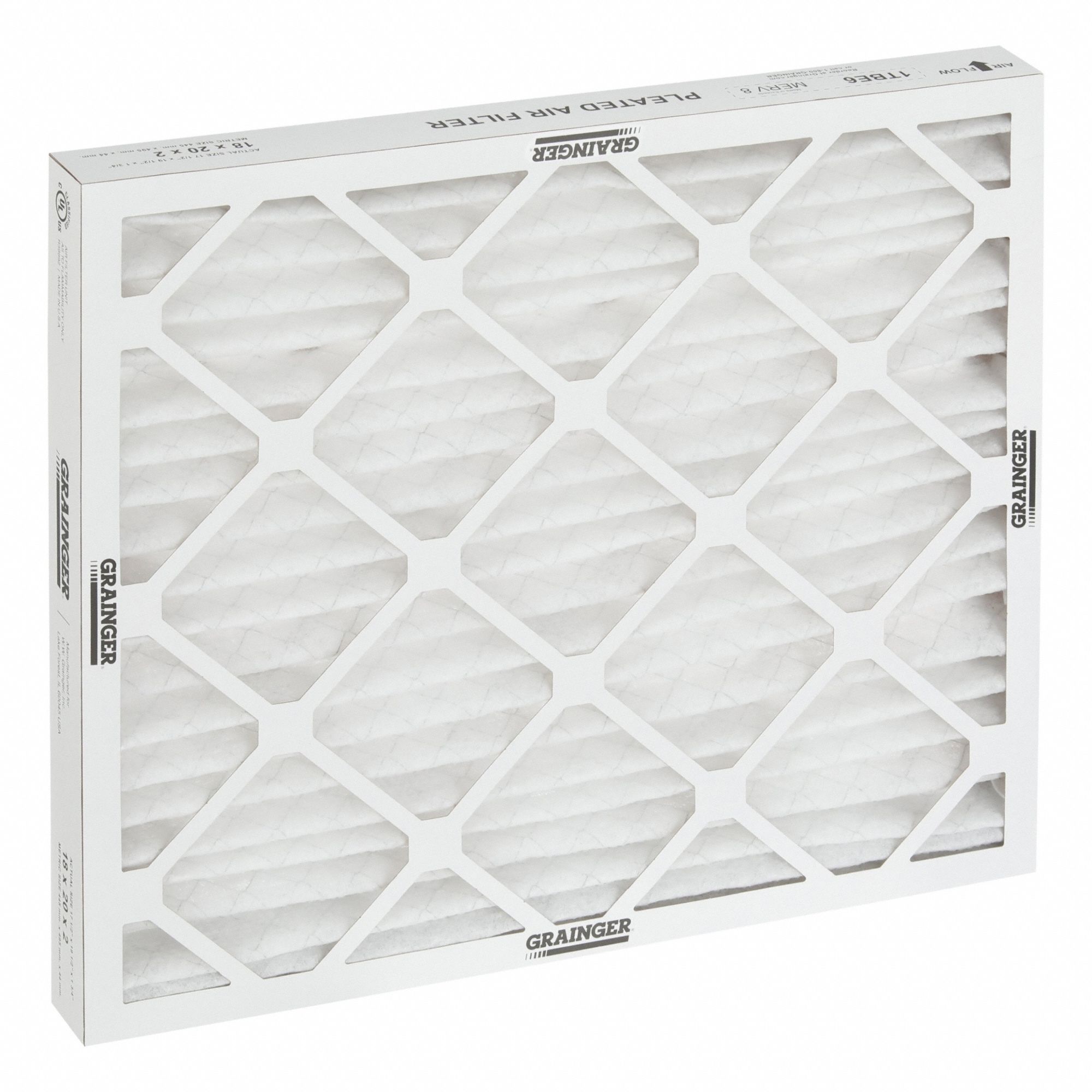 Pleated Air Filter: 20 in x 24 in x 2 in, MERV 8, Gen Use