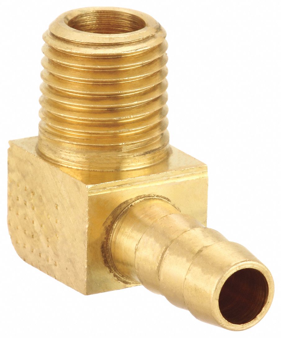 Barbed Hose Fitting: For 5/16 in Hose I.D., Hose Barb x NPT, 5/16 in x 1/4 in Fitting Size