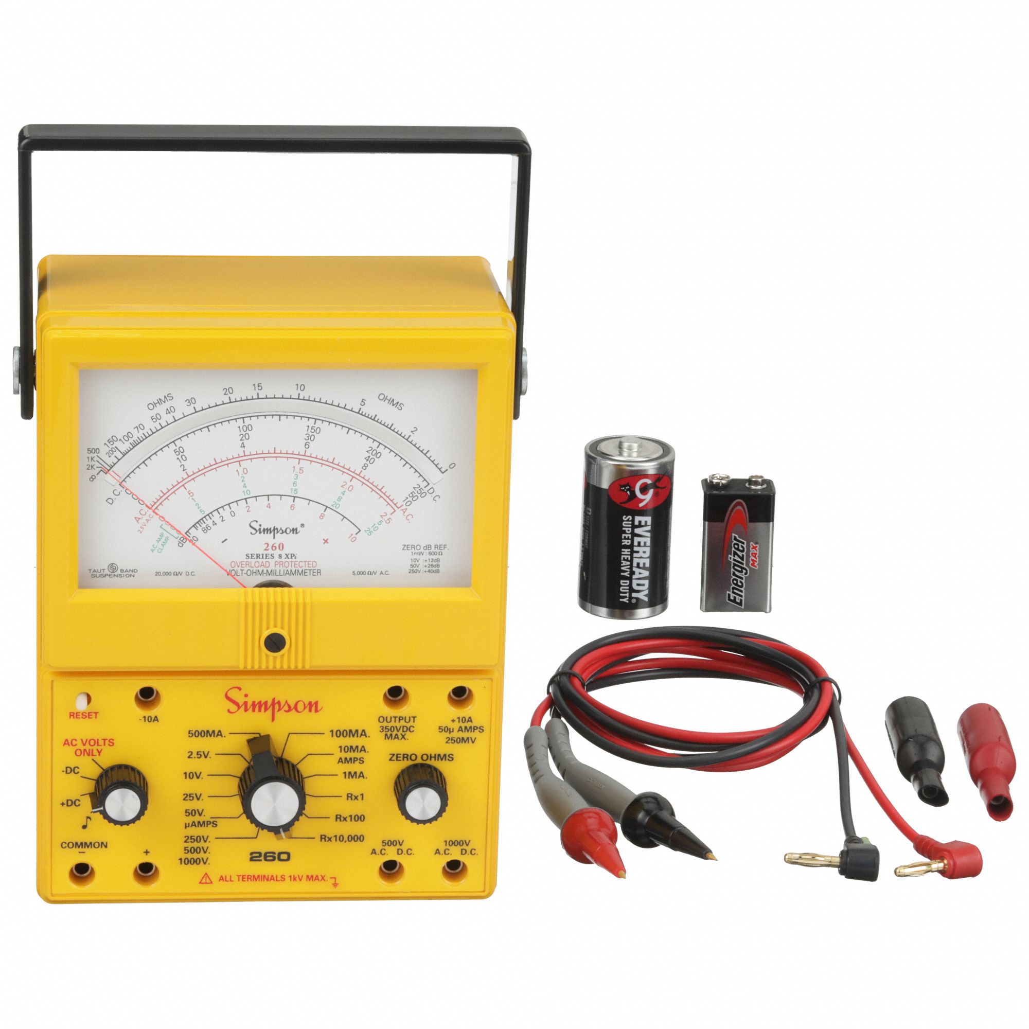 SIMPSON ELECTRIC Analog Multimeter: 1,000 V Max AC Volt Measurement, 1,000  V Max DC Volt Measurement