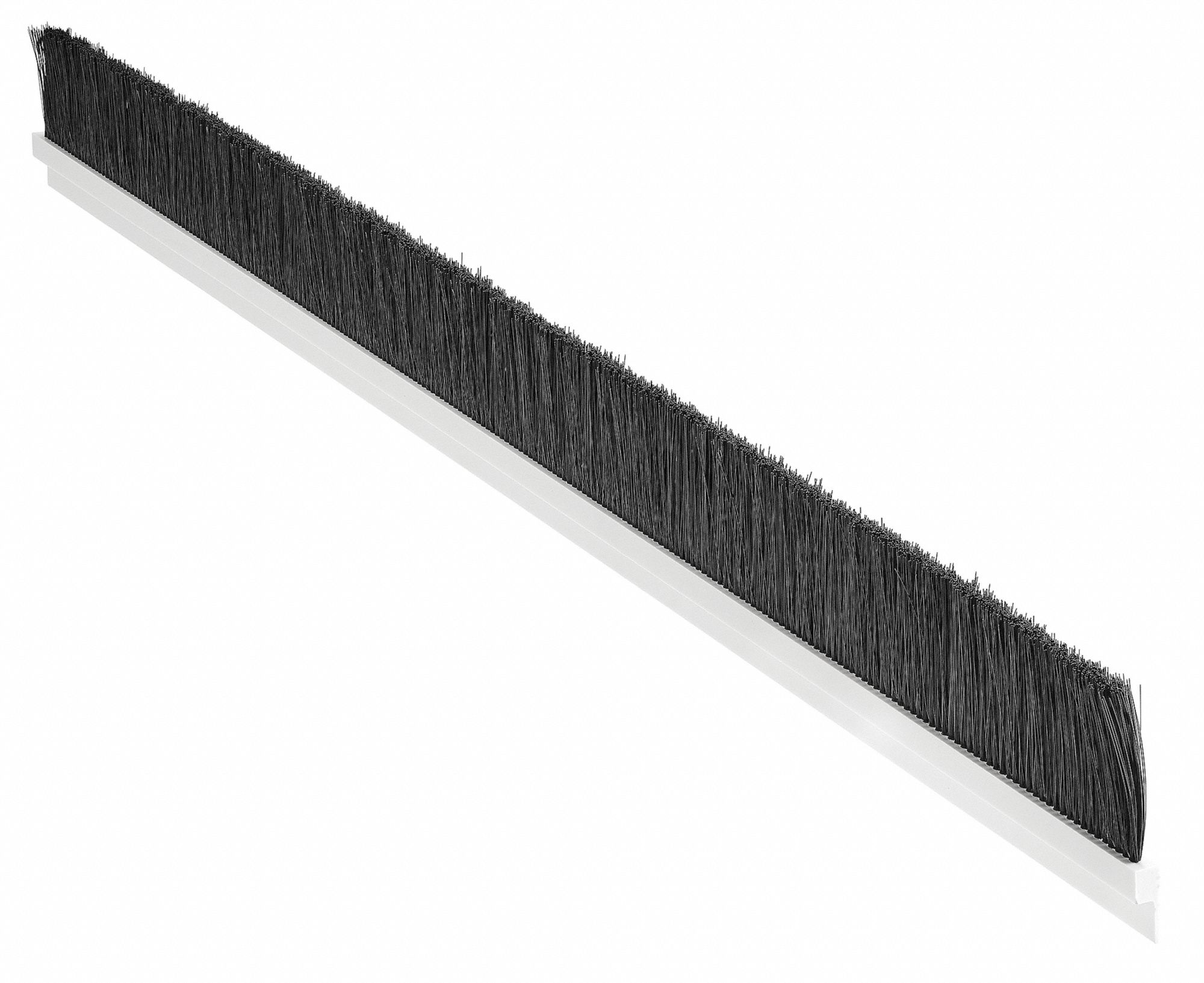 Strip Brush: 2 in Bristle Trim Ht, 0.012 in Bristle Dia, 3 ft Overall Lg, 5/16 in Backing Wd, Black
