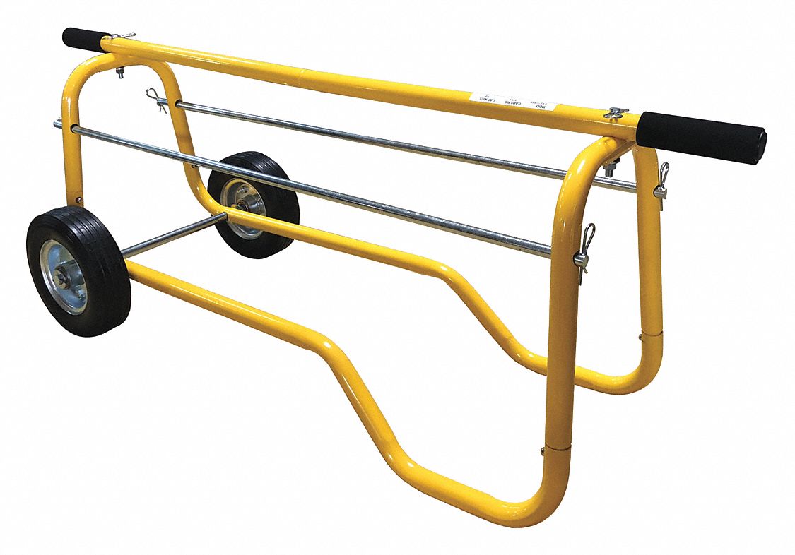 WIRE-SPOOL DISPENSING CART, 120 LB LOAD CAPACITY, 2 SPINDLES, 7/16 IN SPINDLE DIA