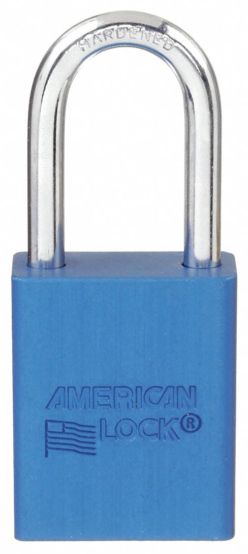 Lockout Padlock: Keyed Different, Aluminum, Std Body Body Size, Boron Alloy, Std, Blue