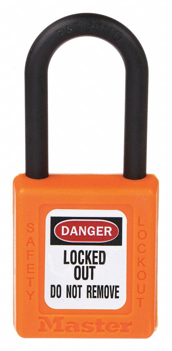 LOCKOUT PADLOCK, KEYED DIFFERENT, THERMOPLASTIC, STANDARD BODY, PLASTIC, KEY