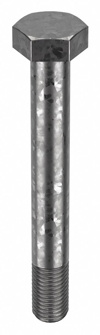 Structural Bolt: Steel, A325 Type 1, Hot Dipped Galvanized, 1 1/8"-7 Thread Size, 10 in lg, 5 PK