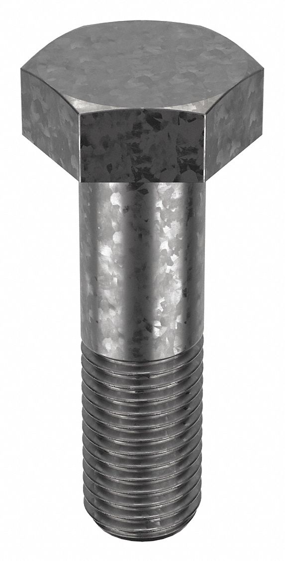 Structural Bolt: Steel, A325 Type 1, Hot Dipped Galvanized, 1 1/8"-7 Thread Size, 4 in lg, 5 PK