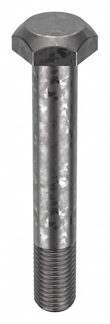Structural Bolt: Steel, A325 Type 1, Hot Dipped Galvanized, 1 1/8"-7 Thread Size, 7 1/2 in lg, 5 PK