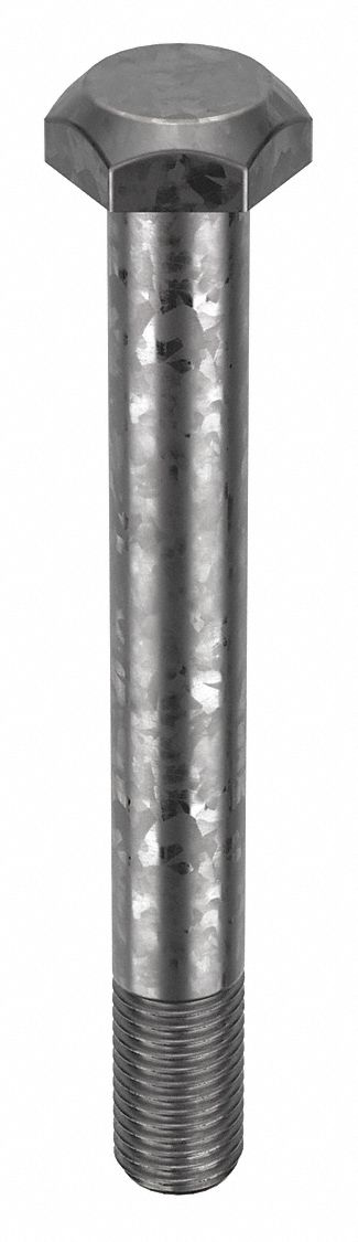 Structural Bolt: Steel, A325 Type 1, Hot Dipped Galvanized, 1 1/8"-7 Thread Size, 9 1/2 in lg, 5 PK