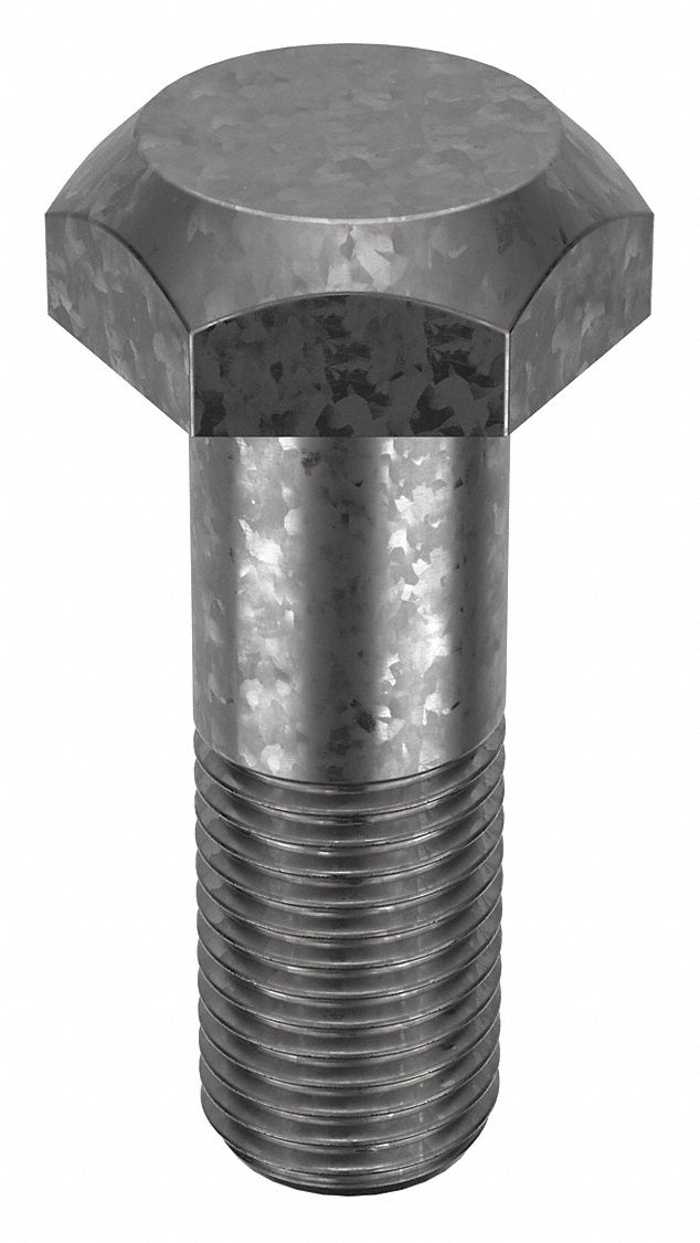 Structural Bolt: Steel, A325 Type 1, Hot Dipped Galvanized, 1 1/4"-7 Thread Size, 3 3/4 in lg, 5 PK