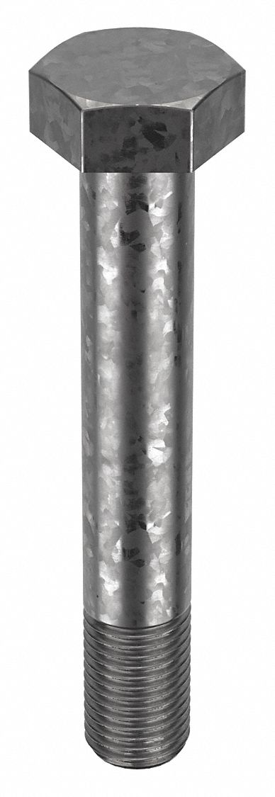 Structural Bolt: Steel, A325 Type 1, Hot Dipped Galvanized, 1 1/4"-7 Thread Size, 8 in lg, 5 PK