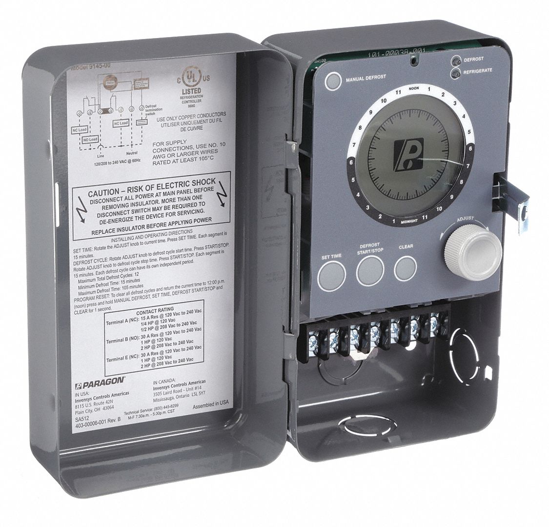 PARAGON Defrost Timer Control, 120/208/240V AC Voltage, 30 A Amps, 1