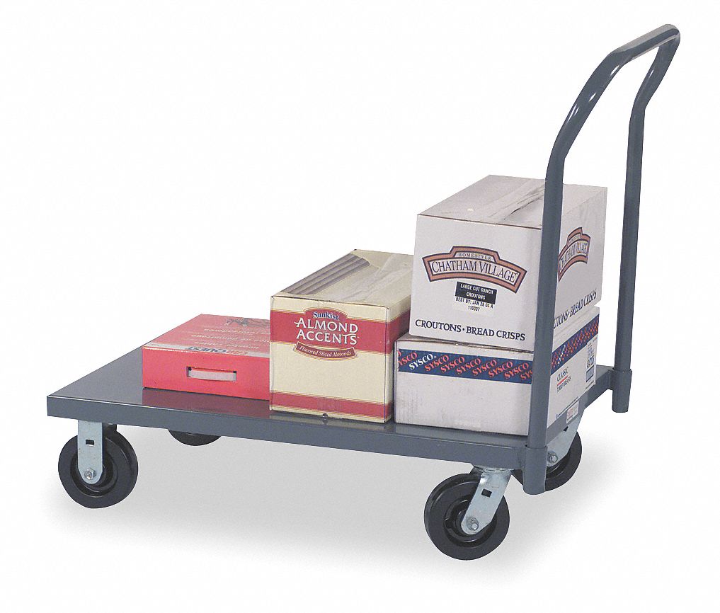PLATFORM TRUCK, GREY, 30⅜X36¼X51⅝ IN, POWDER COATED STEEL, 2,000 LB CAPACITY, 6 IN WHEEL, 14 GA, REMOVABLE RAISED HANDLE