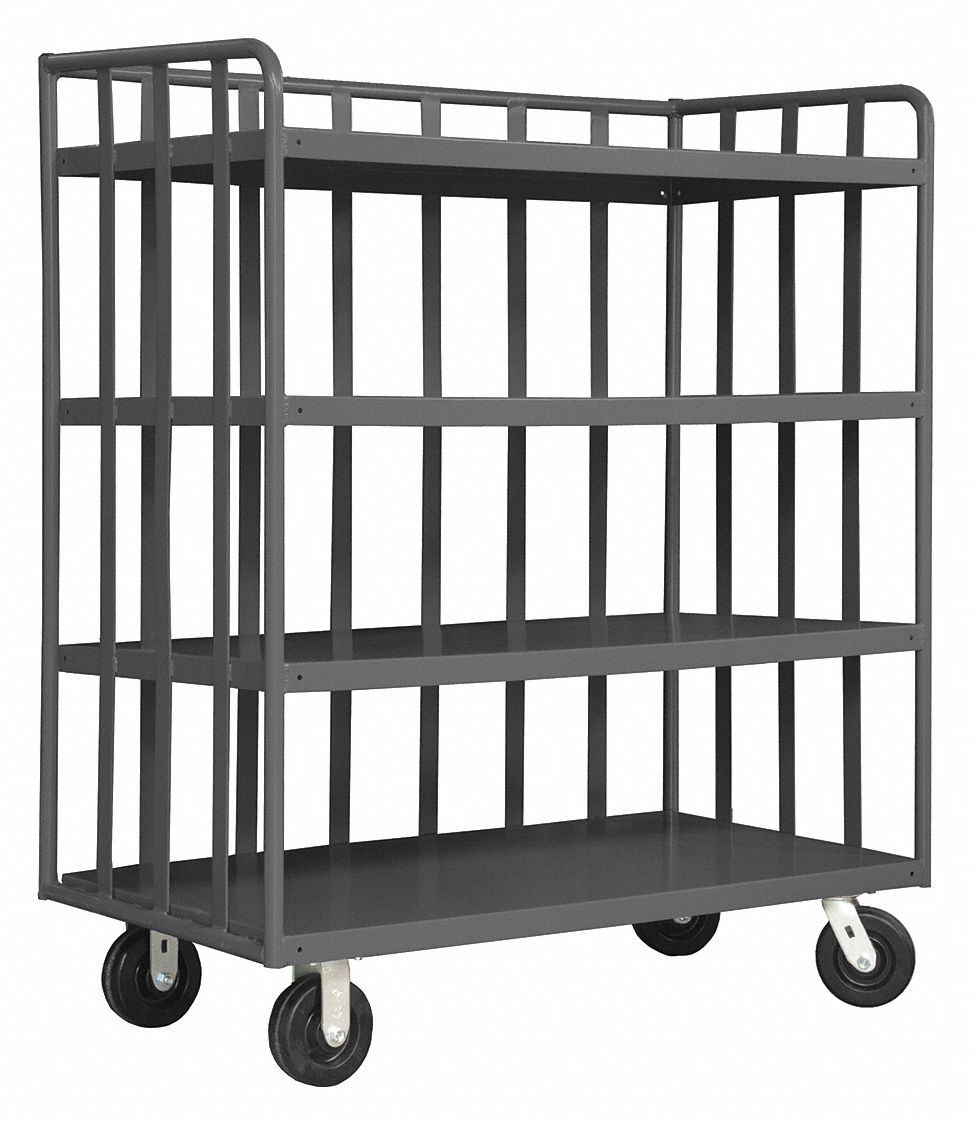Single-Side-Access Slat-Wall Metal Stock Truck: 3, 600 lb Load Capacity, 48 inx30 in