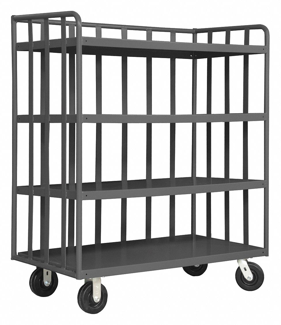 Single-Side-Access Slat-Wall Metal Stock Truck: 3, 600 lb Load Capacity, 72 inx24 in