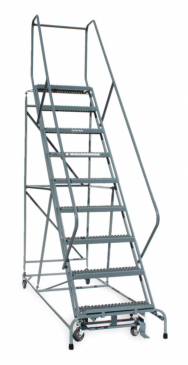 90 in Platform Ht, 24 in Platform Dp, Rolling Ladder 20Z495