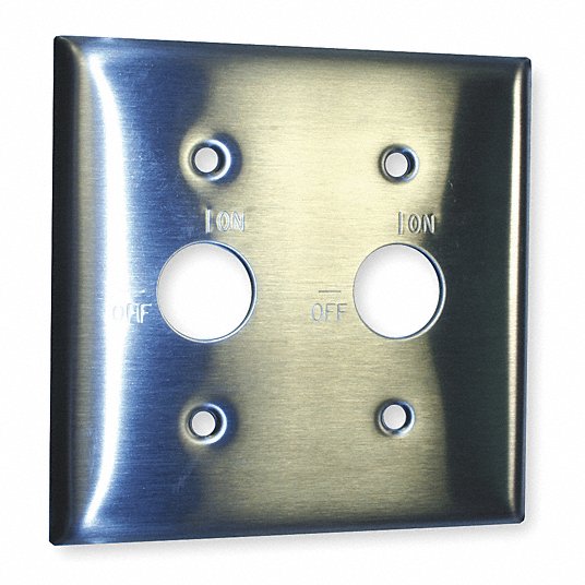Hubbell Wiring Device Kellems Barrel Key Wall Plate 2 Gangs Std Silver Stainless Steel Smooth 1tjx3 Ss22rkl Grainger - Hubbell Stainless Steel Wall Plates