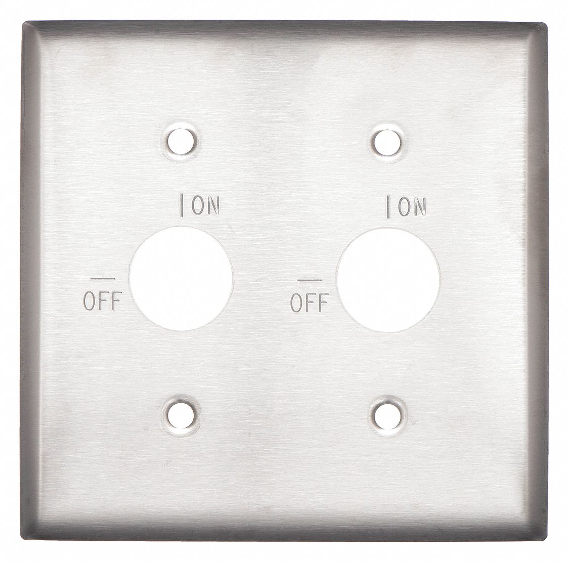 BARREL KEY WALL PLATE, BARREL KEY, STAINLESS STEEL, SILVER, 2 OUTLET OPENINGS, 2 SWITCH OPENINGS