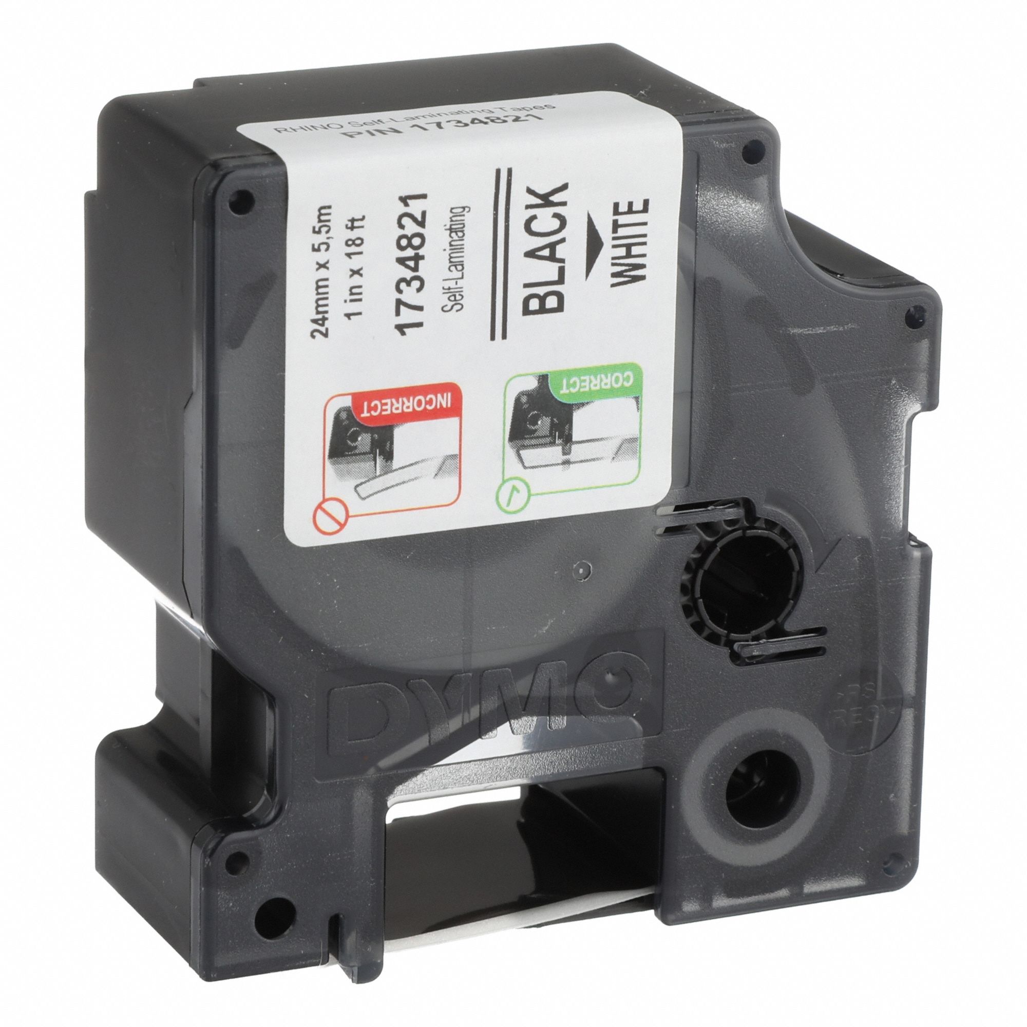 Combined Label and Ribbon Cartridge: 1 in, 18 ft, Vinyl, White (Gloss)