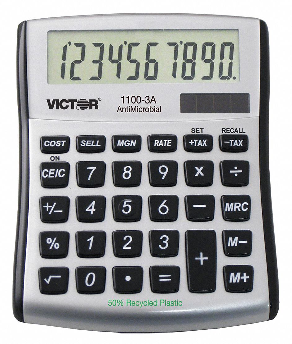 Victor Calculator 10 Display Digits 5 In Length 4 1 2 In Width 1 1 8 In Depth 1tlv9 1100 3a Grainger