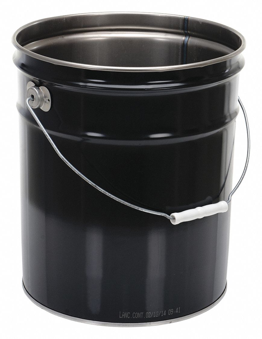 PAIL STEEL 5 GALLON BLACK