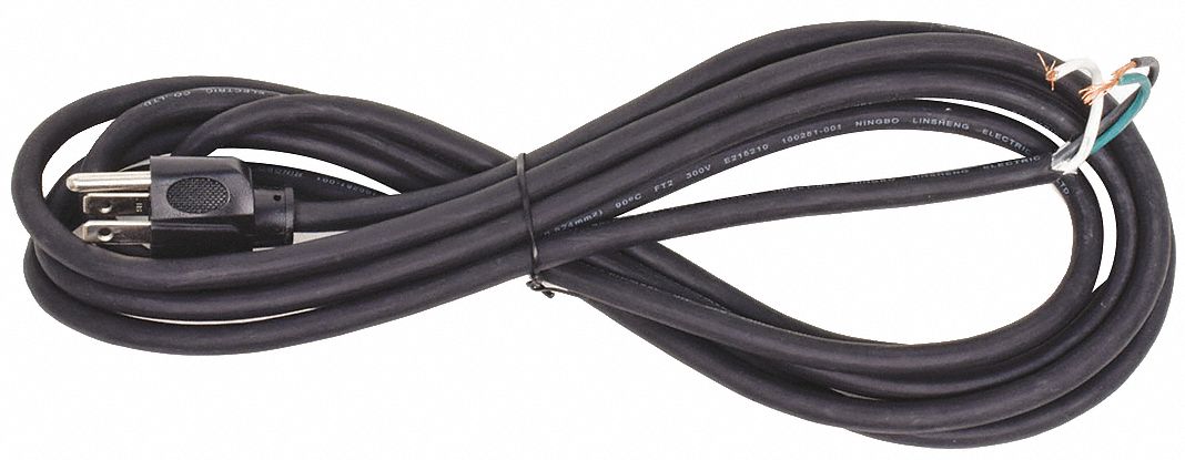 6 ft. Number of Conductors 3 GRAINGER APPROVED Power Cord PVC Black Pack of 10 18 AWG 10.0