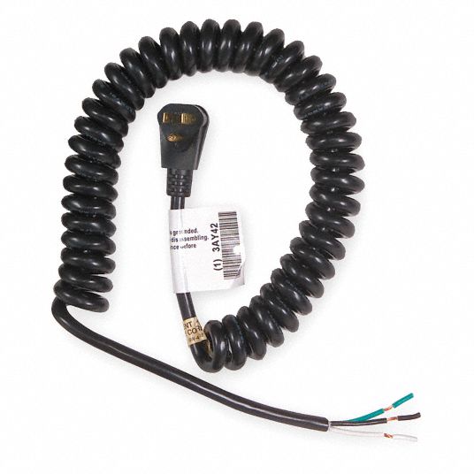 POWER FIRST Coiled Power Cord, 14 AWG, Number of Conductors 3, PVC