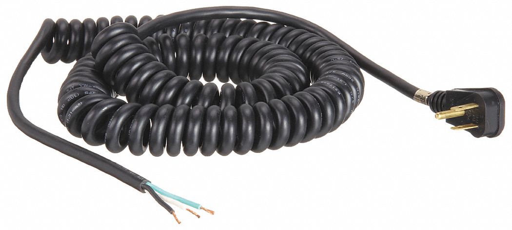 POWER FIRST COILED POWER CORD, 14 AWG WIRE SIZE, 20 FT, BARE LEADS