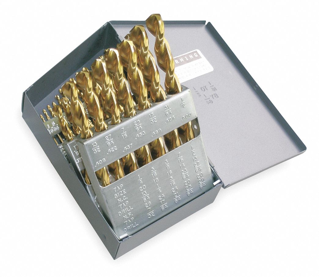 CLE-LINE Jobber Drill Bit Set: 1/16 in Smallest Drill Bit Size, 1/2 in ...