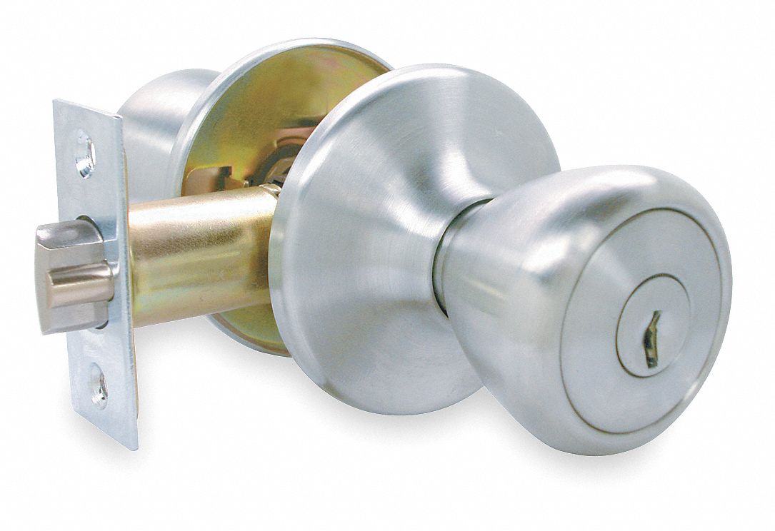 GRAINGER APPROVED Light Duty Entrance Knob Lockset, Stainless Steel ...