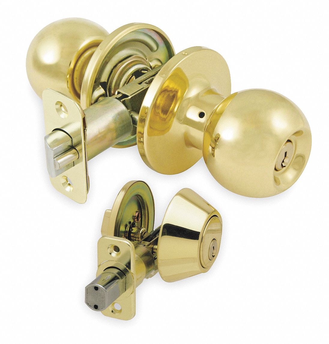 GRAINGER APPROVED Knob Lockset with Deadbolt, Mechanical, Knob