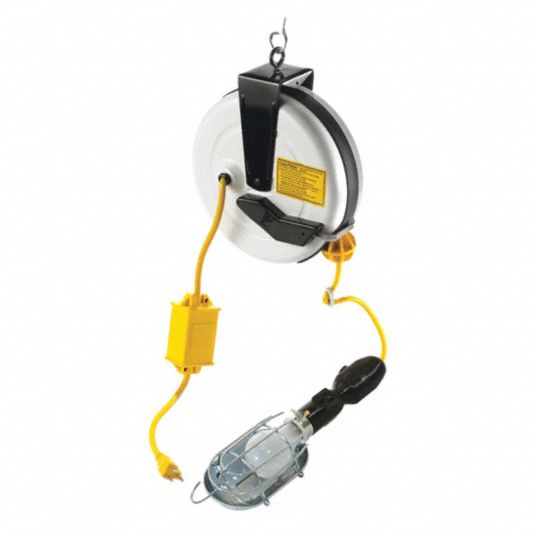 Extension Cord Reel with Hand Lamp, Incandescent Lamp, 75 Lamp Watts, 120V  AC - Grainger