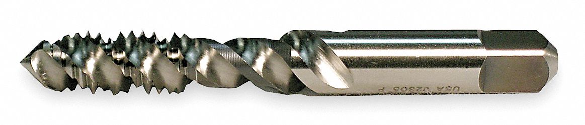 SPIRAL FLUTE TAP, ¼"-28 THREAD, ⅝ IN THREAD L, 2½ IN LENGTH, BOTTOMING