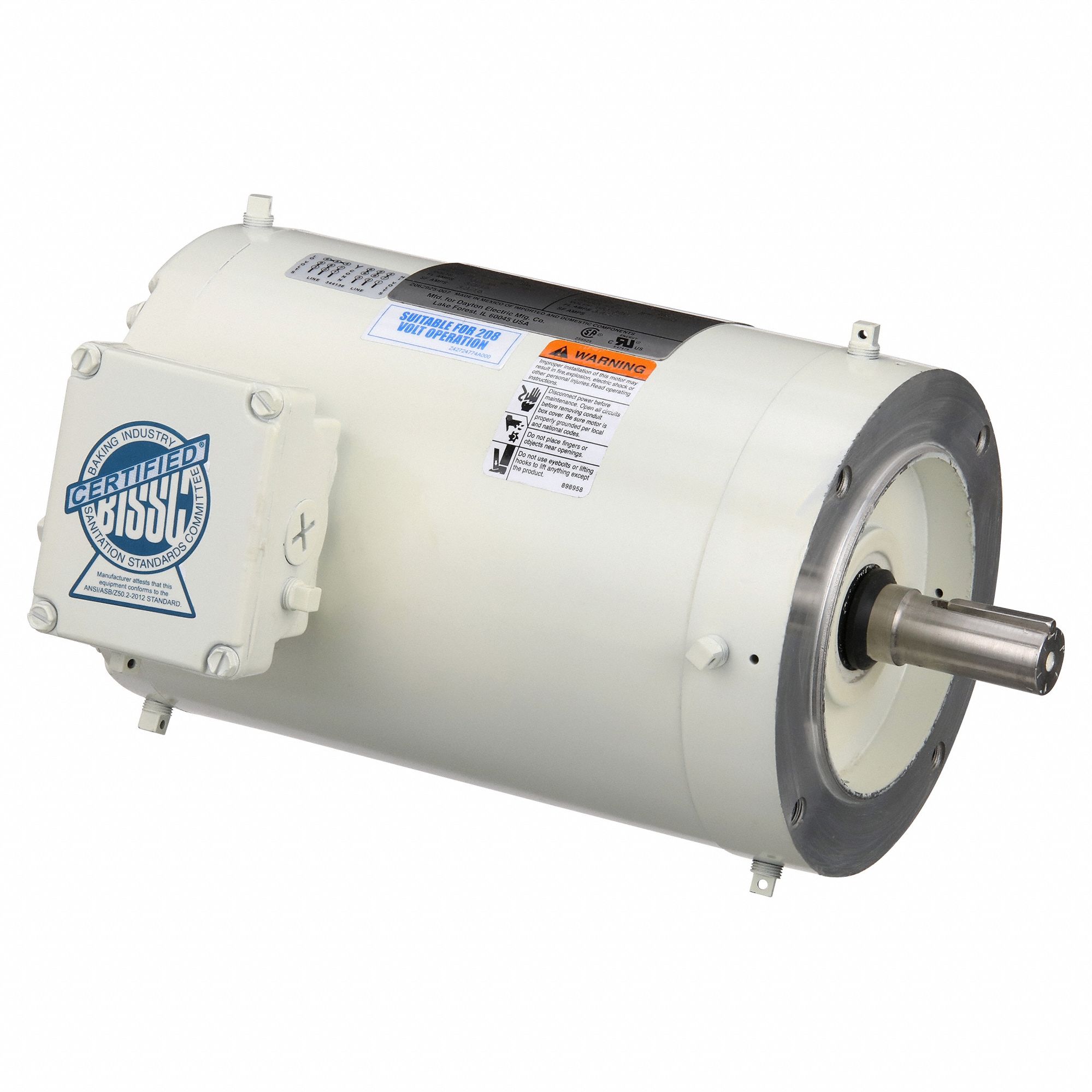 Washdown Motor: Three-Phase, 1 hp Horsepower, 1, 750 RPM RPM, 230/460V AC, 143TC Frame Size