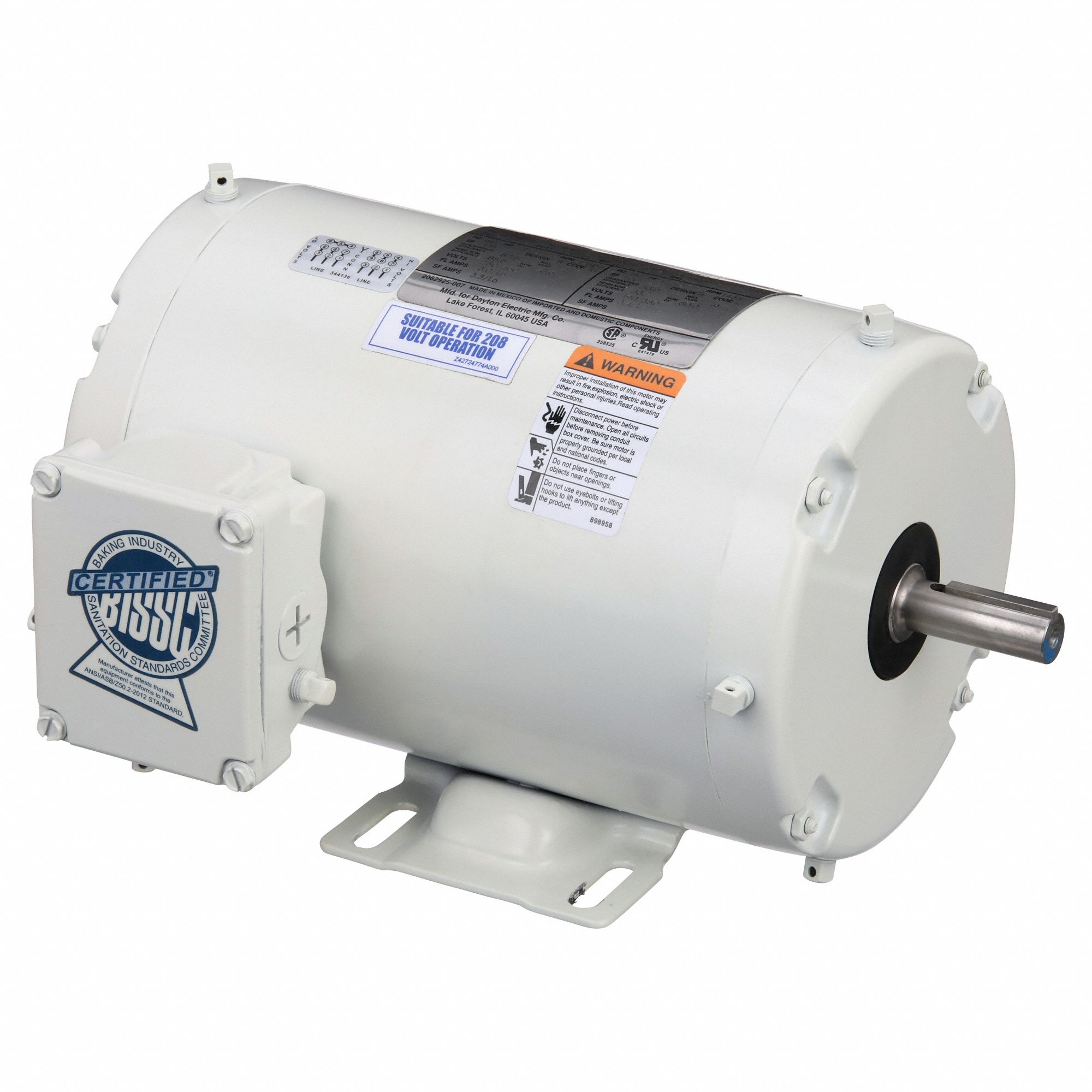 Washdown Motor: Three-Phase, 1 hp Horsepower, 1, 750 RPM RPM, 230/460V AC, 56 Frame Size, TENV