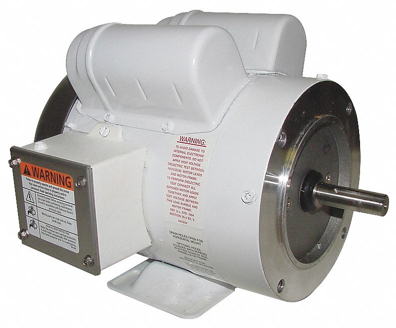 MARATHON MOTORS Washdown Motor: Capacitor-Start, 1/2 HP, 1,725 Nameplate  RPM, 115/208-230V AC, 56C