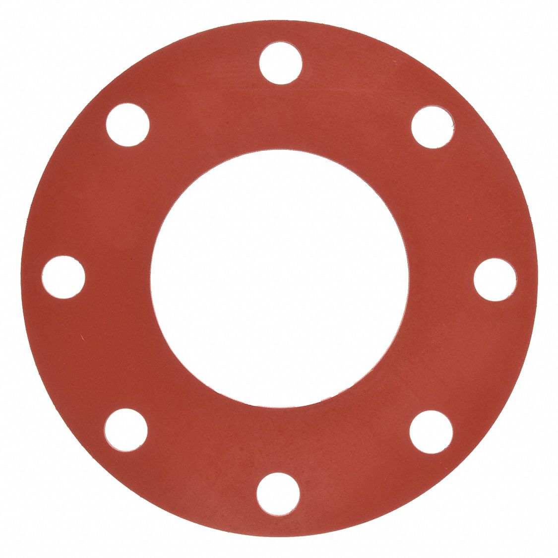 FULL FACE FLANGE GASKET: CLASS 150, SBR, FOR 8 IN PIPE, ⅛ IN THICK, RED, 8⅝ IN ID