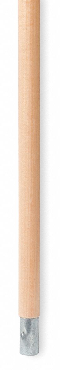Wet Mop Handle: Screw On Connection, Wood, 60 in Handle Lg, Metal Tip Material, Natural