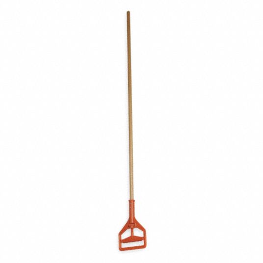 TOUGH GUY Wet Mop Handle, Janitor Wing Nut Mop Connection Type, Natural ...