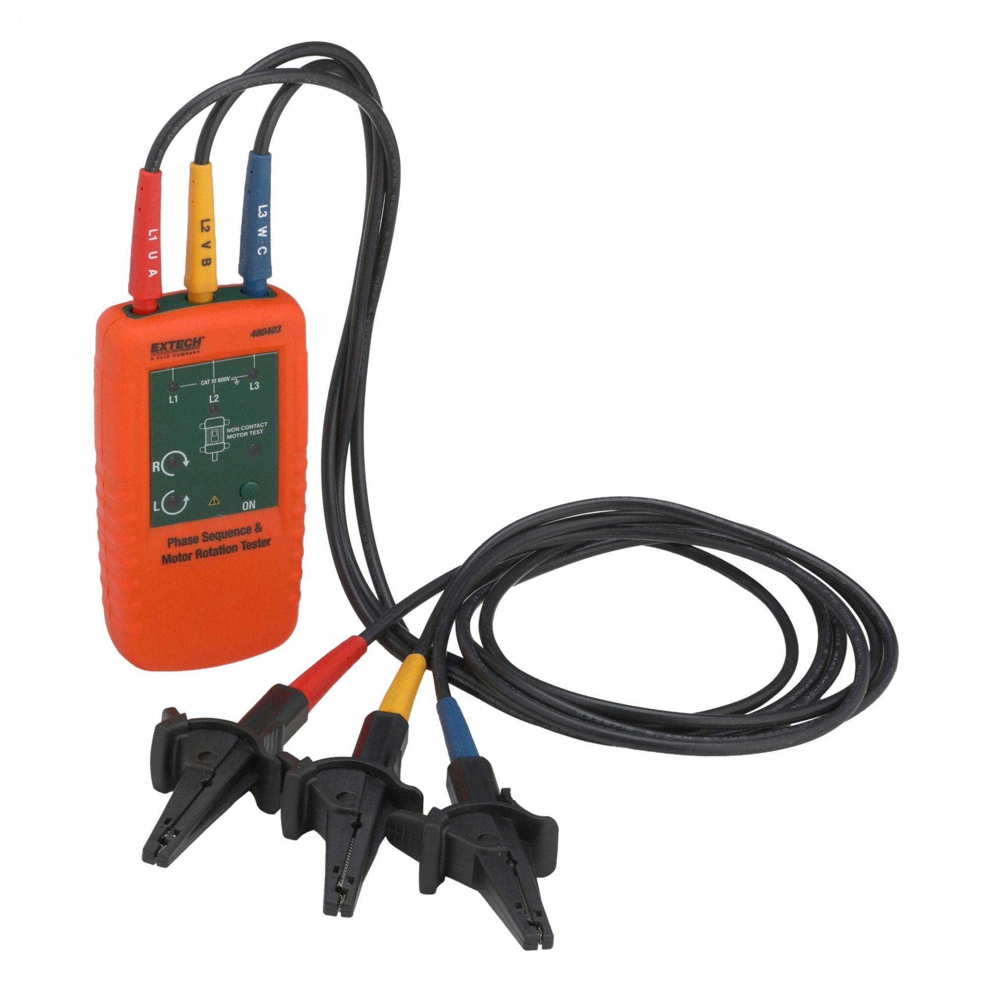 Phase Sequence and Motor Rotation Tester: 2 Hz to 400 Hz, 40 V to 600 V, CAT III 600V