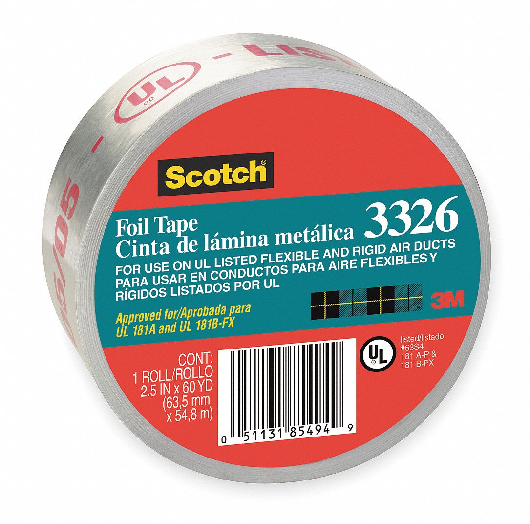 Printed Foil Tape,21/2In x 60 yd,Silver Grainger