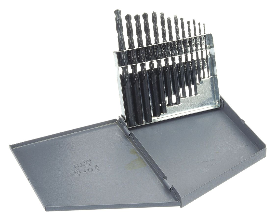 JOBBER LENGTH DRILL BIT SET, 1/16 IN SMALLEST BIT, ¼ IN LARGEST BIT, HSS