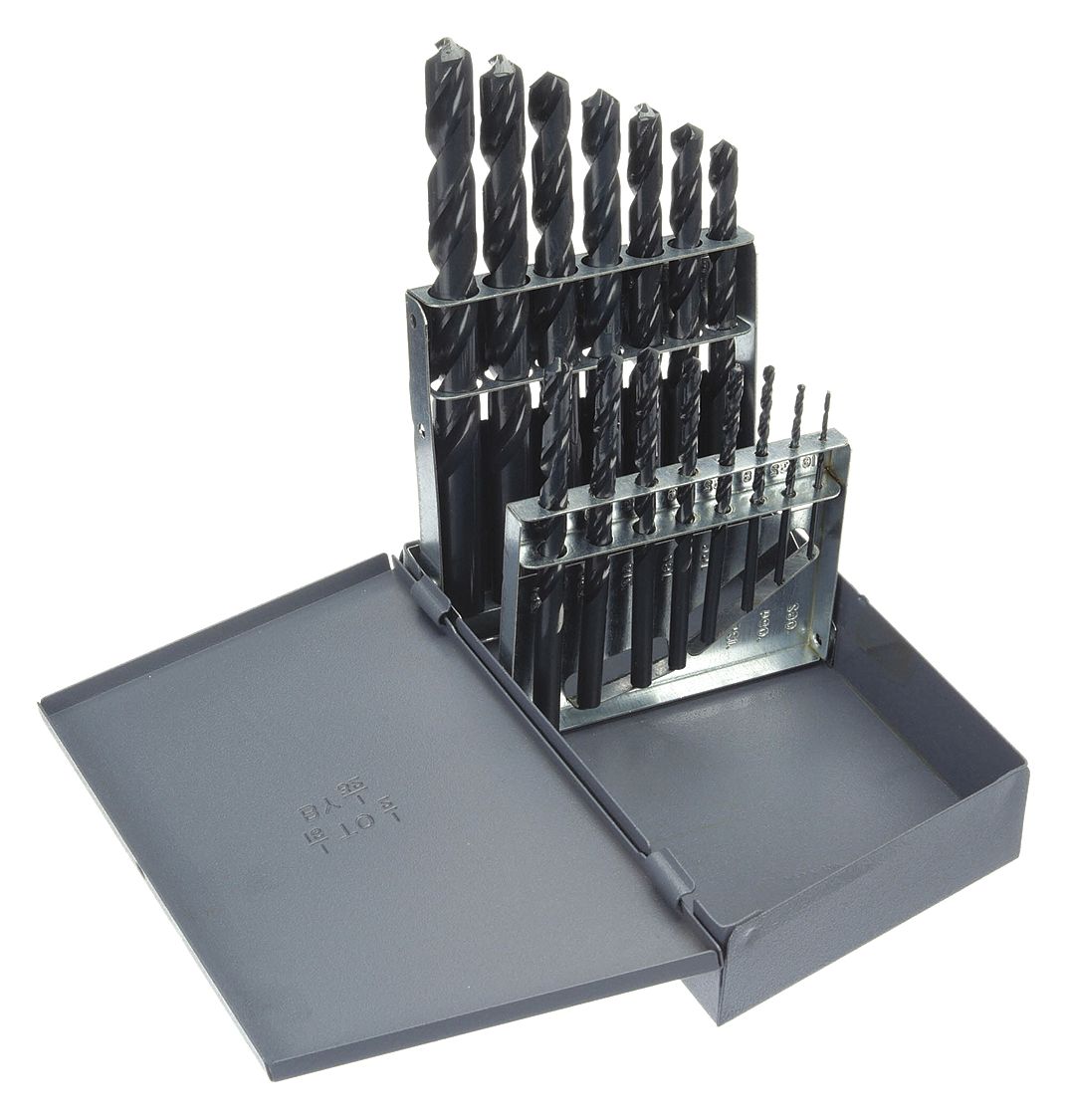 JOBBER LENGTH DRILL BIT SET, 1/16 IN SMALLEST BIT, ½ IN LARGEST BIT, HSS