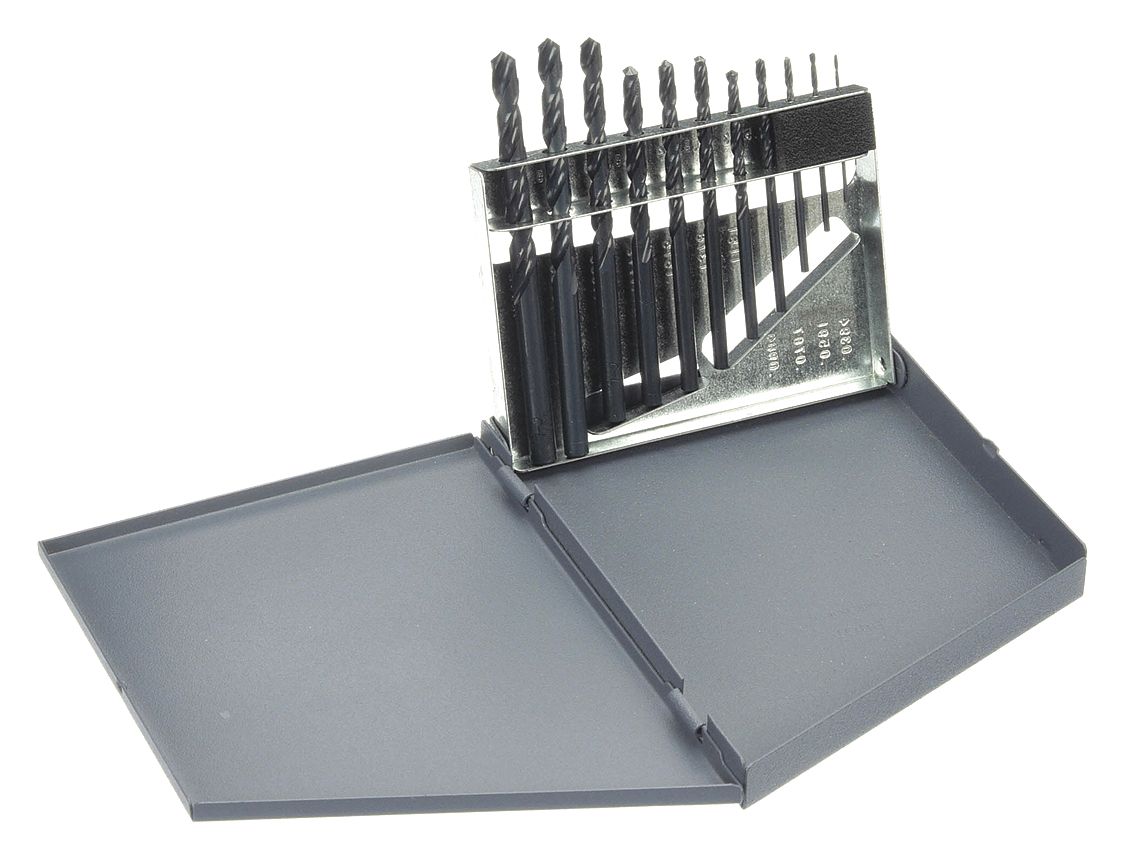 JOBBER LENGTH DRILL BIT SET, 1MM SMALLEST DRILL BIT, 11 DRILL BITS, RIGHT HAND, HSS