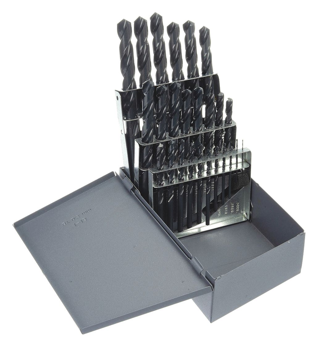 JOBBER LENGTH DRILL BIT SET, 1MM SMALLEST DRILL BIT, 25 DRILL BITS, RIGHT HAND, HSS