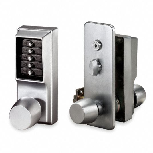 KABA Mechanical Push Button Lockset, Knob, Entry, None Key Override