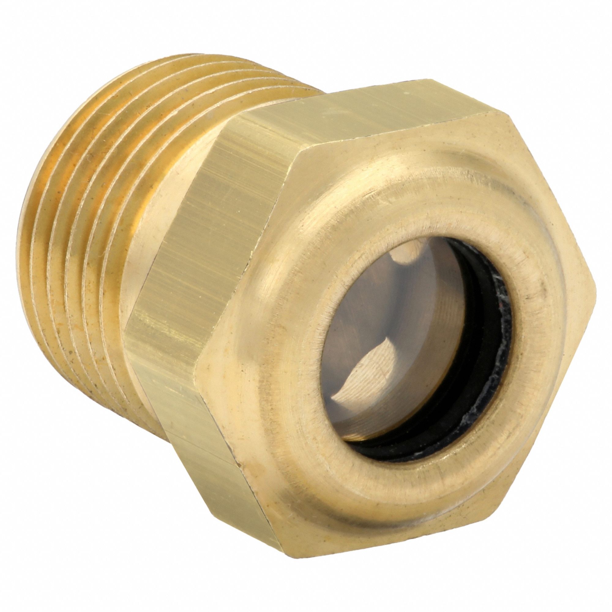 Sight Plug: Brass, NPT, 3/8"-18 Thread Size, Buna-N, Reflector, 180°F Max Op Temp