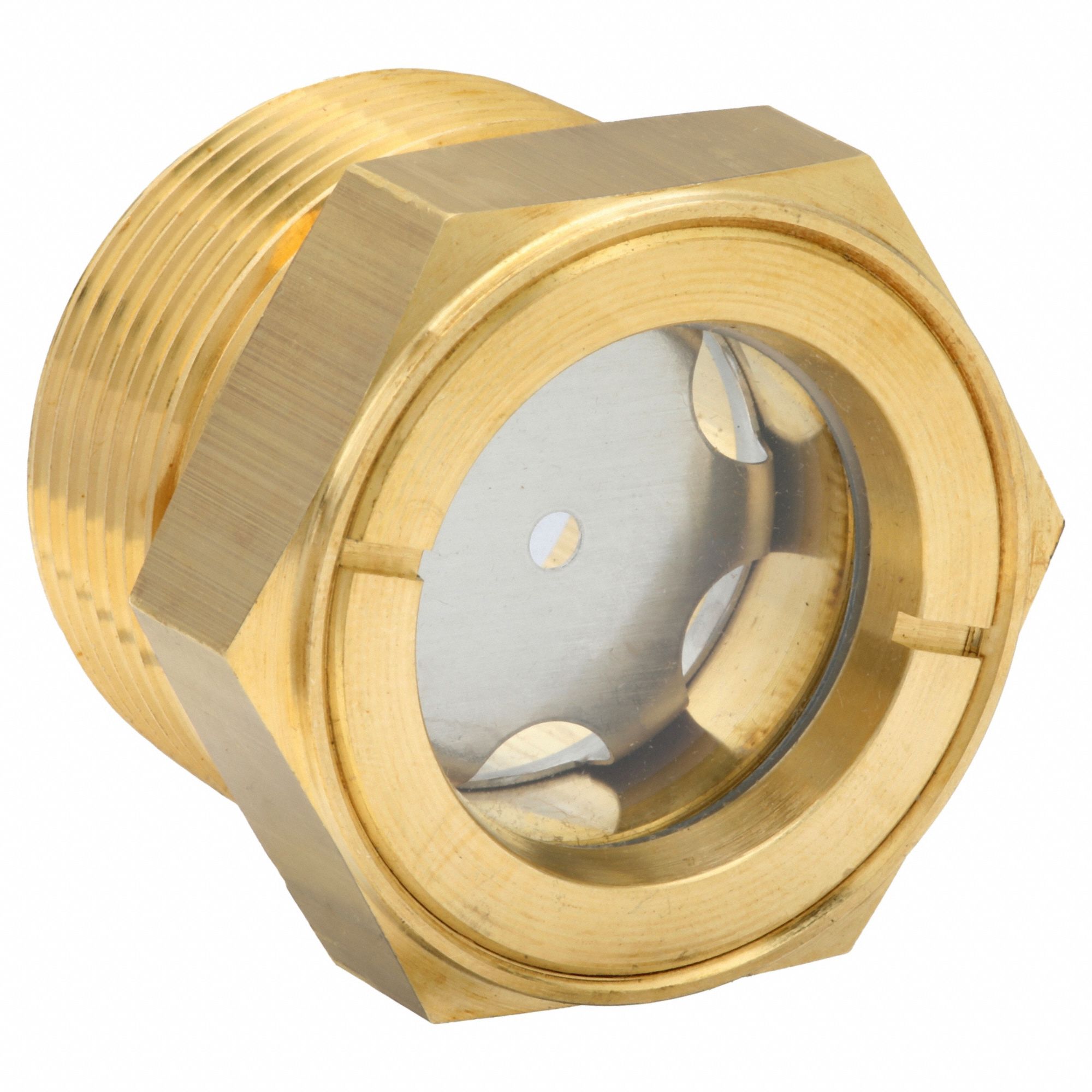 Sight Plug: Brass, NPT, 1 1/4"-11 1/2 Thread Size, Buna-N, Fused Window/Reflector