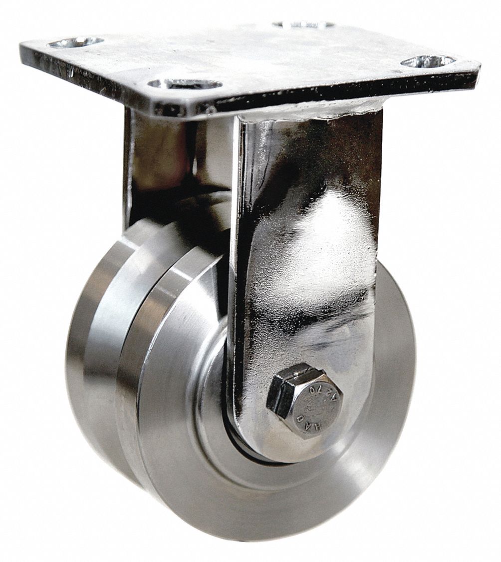 GRAINGER APPROVED CorrosionResistant VGroove TrackWheel Plate Caster
