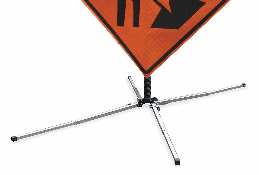 Sign Stand: Roll-Up, 36 in x 36 in, 48 in x 48 in Compatible Sign Size, 4 Legs, 32 in to 48 in
