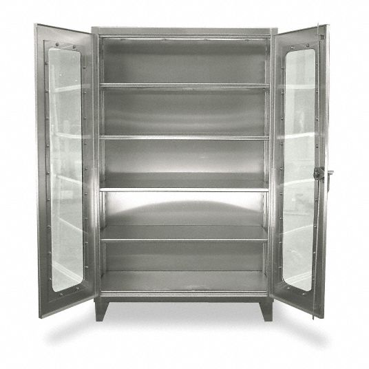 Medical Storage Cabinets Clear View Counter High with 2 Shelves