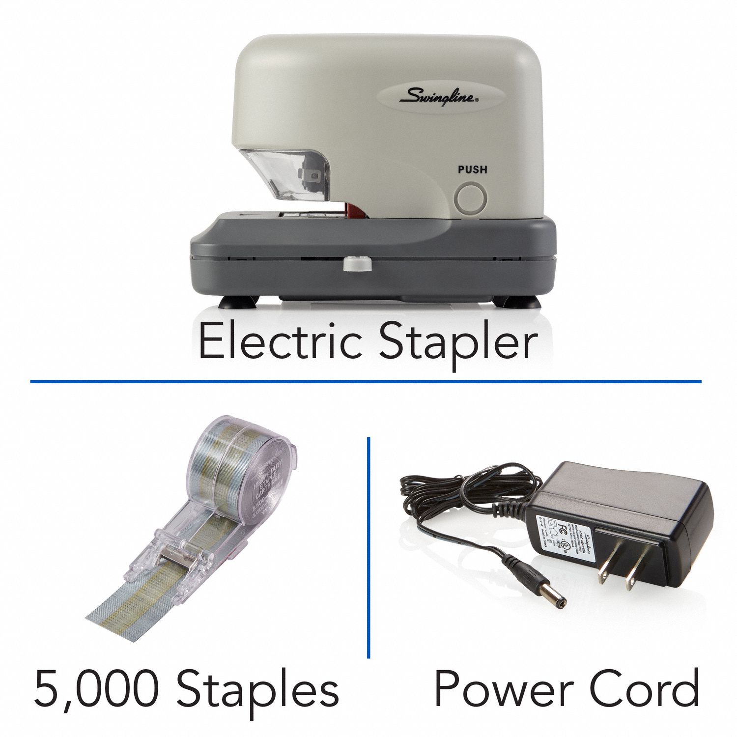 SWINGLINE Gray Electric Stapler, 1/4 to 3/4 in Throat Depth, 30 Sheet